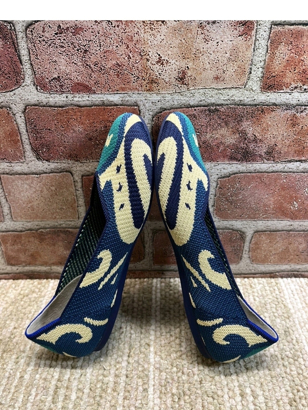 Rothy's Blue, Teal & Cream Knit Ballet Flats - Picture 5 of 10